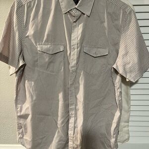 Calvin Klein button down shirt. Tan/Cream check